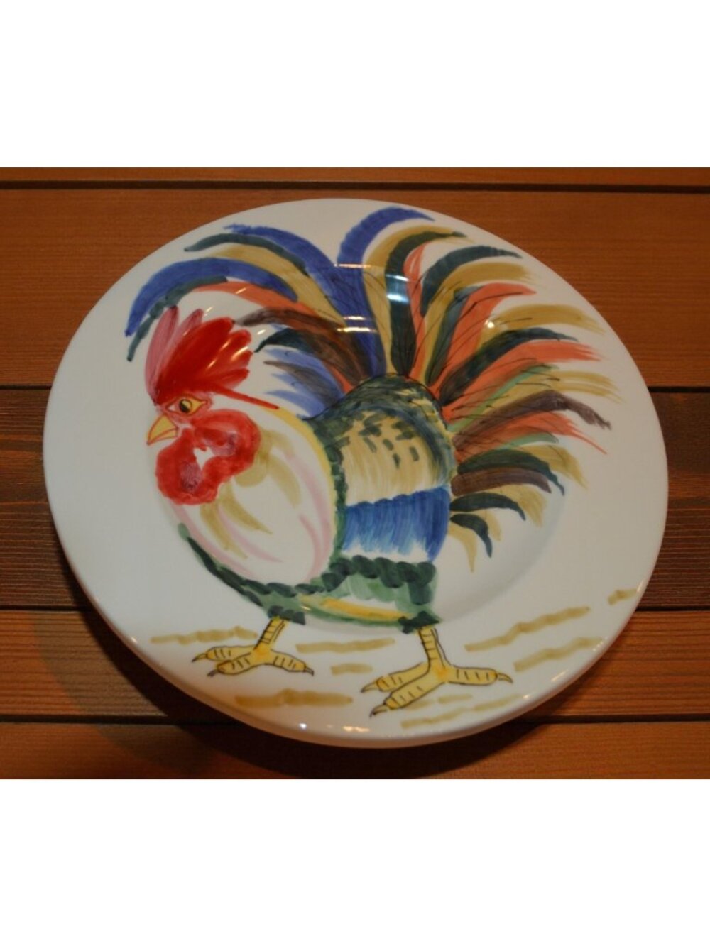 Vietri Gallo Rooster Rimmed Round Platter Handpainted Italy 15.75" Large - Picture 2 of 6
